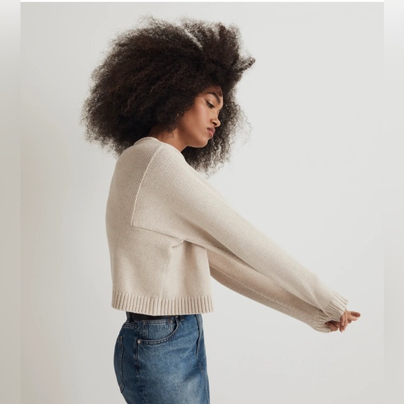 Madewell Sweaters - Madewell Womens Tan Oatmeal Cotton Knit Long Sleeve Pullover Sweater Size L